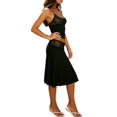 thumbnail image 3 of Women 2 Piece Lace Halter Neck Crop Top and Midi Skirt Set Summer Vacation Going Out Outfits Black XS, 3 of 9