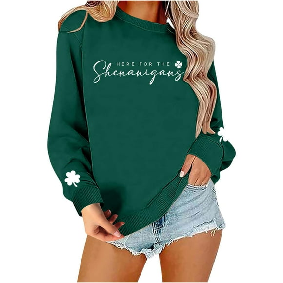 Clearance!Bpxiofoy Oversized Sweatshirt for Women Crewneck Sweatshirts Women Graphic Sweatshirts for Women Crewneck Shirt Graphic Tees St Patricks Day Outfits for Women,Army Green M