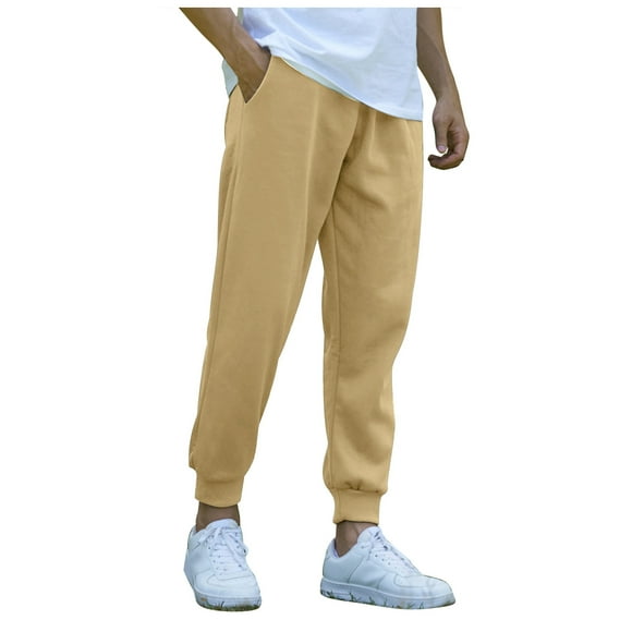 toraway Black Casual Pants Men Regular Fit Men's Sports Training Jogging Pants with Pockets and Drawstring Leggings S