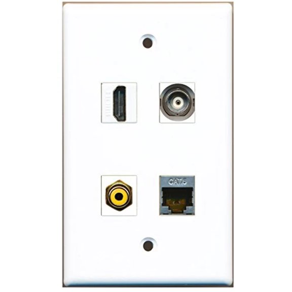 RiteAV - 1 Port HDMI 1 Port RCA Yellow 1 Port Shielded Cat6 Ethernet 1 Port BNC Wall Plate