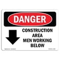 thumbnail image 1 of SignMission OS-DS-A-1824-L-1932 18 x 24 in. OSHA Danger Sign - Construction Area Men Working Below, 1 of 1