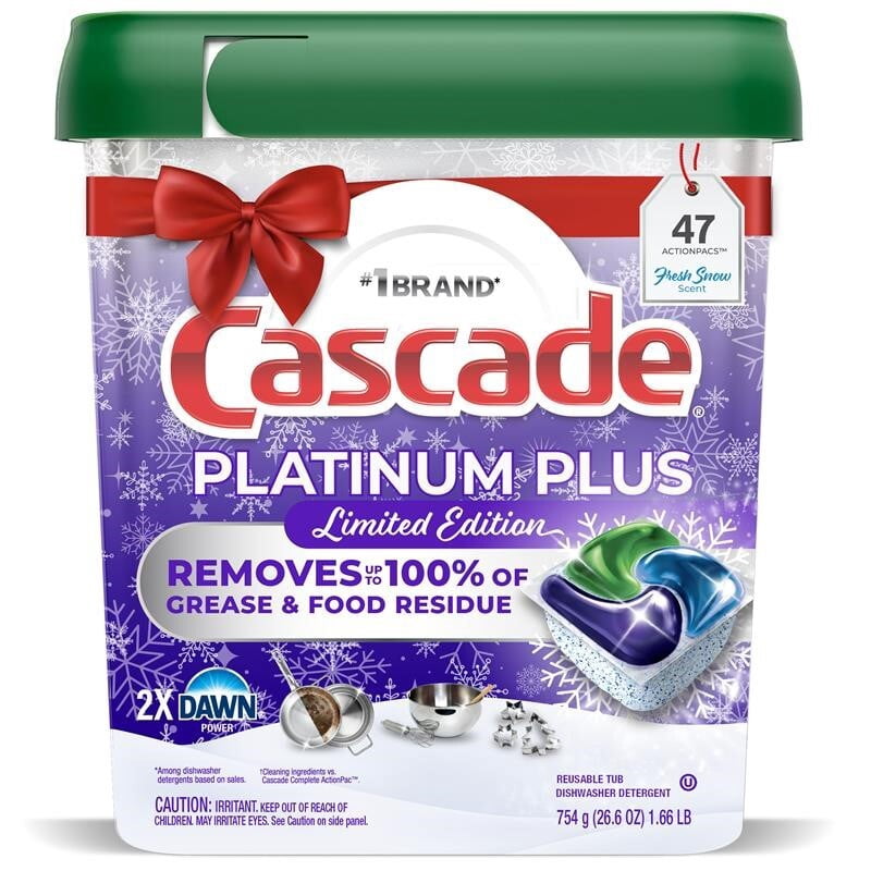 (2 pack) Cascade Platinum Plus Dishwasher Pods, Dishwasher Detergent Soap Tabs, Fresh, 47 Count