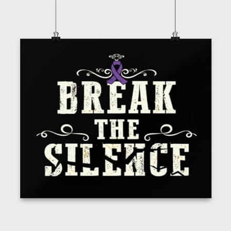 Domestic Violence Poster, Break The Silence, DV Awareness Wall Art Gift, Black 13x13in Poster