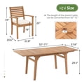 thumbnail image 2 of 7 Piece Patio Dining Set, Outdoor Acacia Wood Furniture Set, Extendable Table with Umbrella Hole and 6 Stackable chairs, Removable Fabric Cushion, FSC Certified, for Deck, Garden, Backyard, 2 of 8