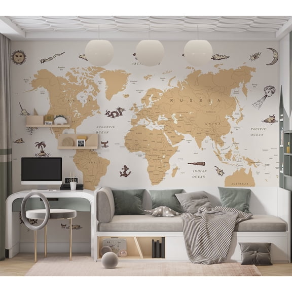 Kids Wallpaper Wall Mural - Countries With Pirate Illustrations