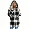 thumbnail image 6 of Dwralegc Jackets for Women Fuzzy Fleece Zipper Jacket Casual Christmas Coats Loose Hooded Winter Cardigan Sherpa Plaid Jackets with Hood Clearance Black 3XL, 6 of 8