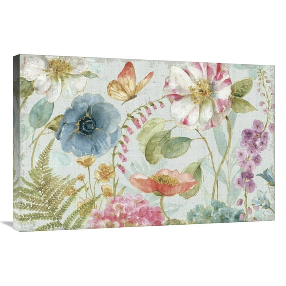 Global Gallery's 'Rainbow Seeds Flowers I Gray' By Lisa Audit Stretched Canvas Wall Art