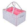 thumbnail image 3 of Organizador De Pañales Para Bebé, Múltiples Compartimentos, Bolso De Mamá, Soporte De Maquillaje De Viaje De Fieltro, Gris Claro Y Rosa, 3 of 7