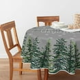 thumbnail image 2 of Christmas Tablecloth 70×70 Inch Round, Winter Snow Trees Grey Washable Table Cover for Party Picnic Dinner Decor, 2 of 6