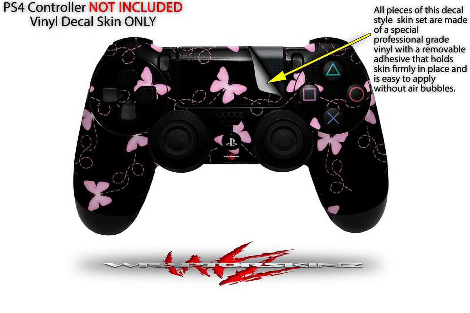 Skin Wrap for Sony PS4 Dualshock Controller Pastel Butterflies Pink on Black (CONTROLLER NOT INCLUDED) - image 2 of 3