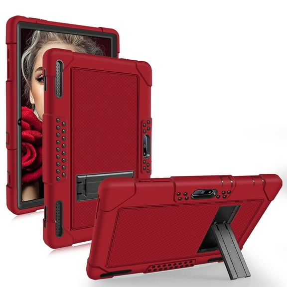 Fancing for Pritom M10 Inch Case, Heavy-Duty Shock-Resistant Kids Friendly Rugged case for QuntiCO Y10/Voger priorpad X100/Digiland Tablet DL1036/Gateway Tablet 10 inch/FANGOR F-X10(Red/Black)