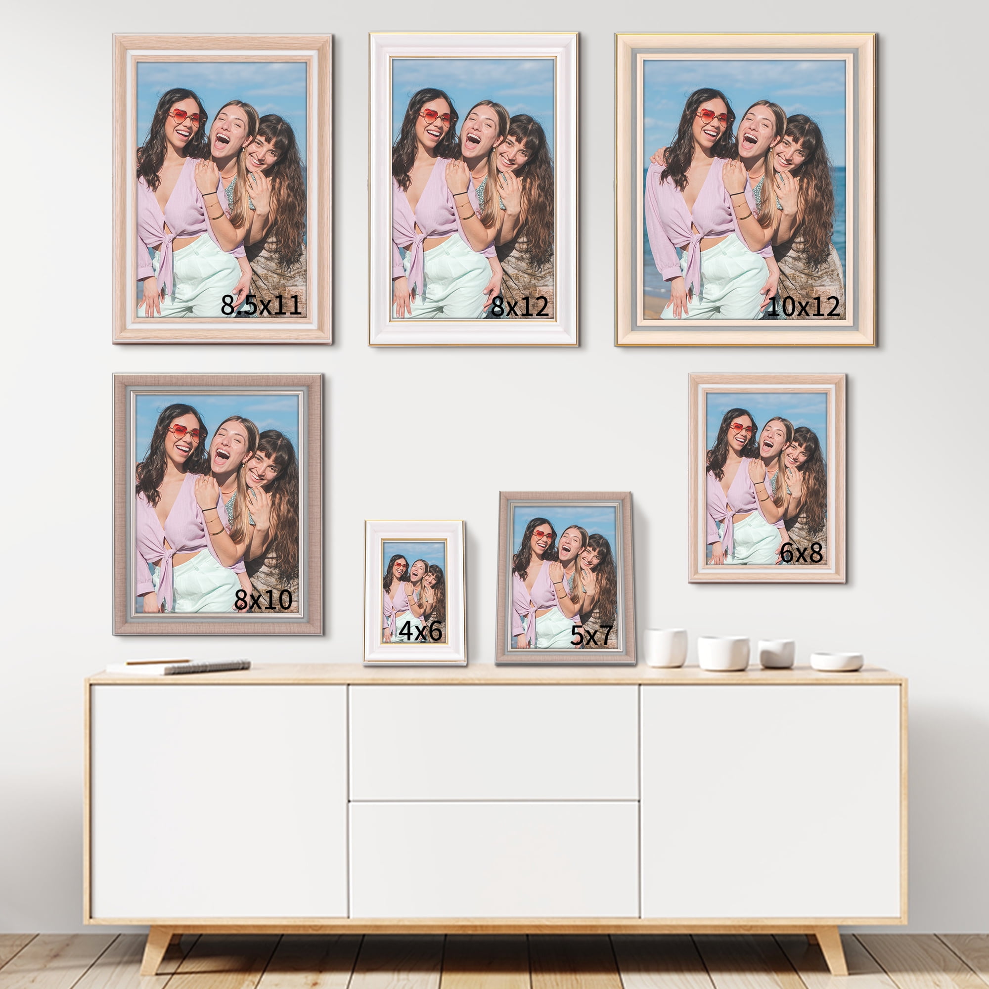 Unique Bargains Picture Frame for Tabletop Wall Hanging Art Photo Frame Blue White 8.5x11