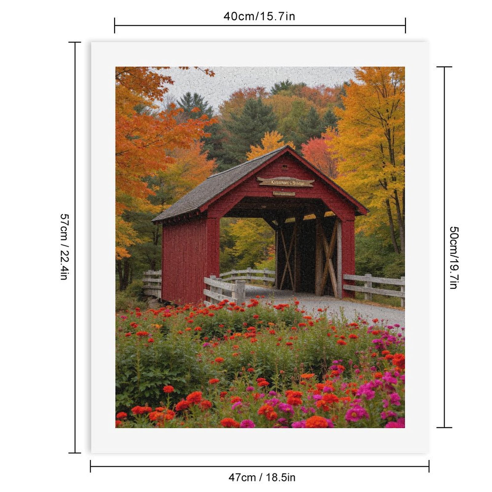 Paint by Numbers Kit for Adults, Red Autumn Covered Bridge Flowers Paint by Numbers, Easy Paint by Numbers Kit for Adults Beginner, DIY Adult Paint by Number Kits on Canvas, Home Decor