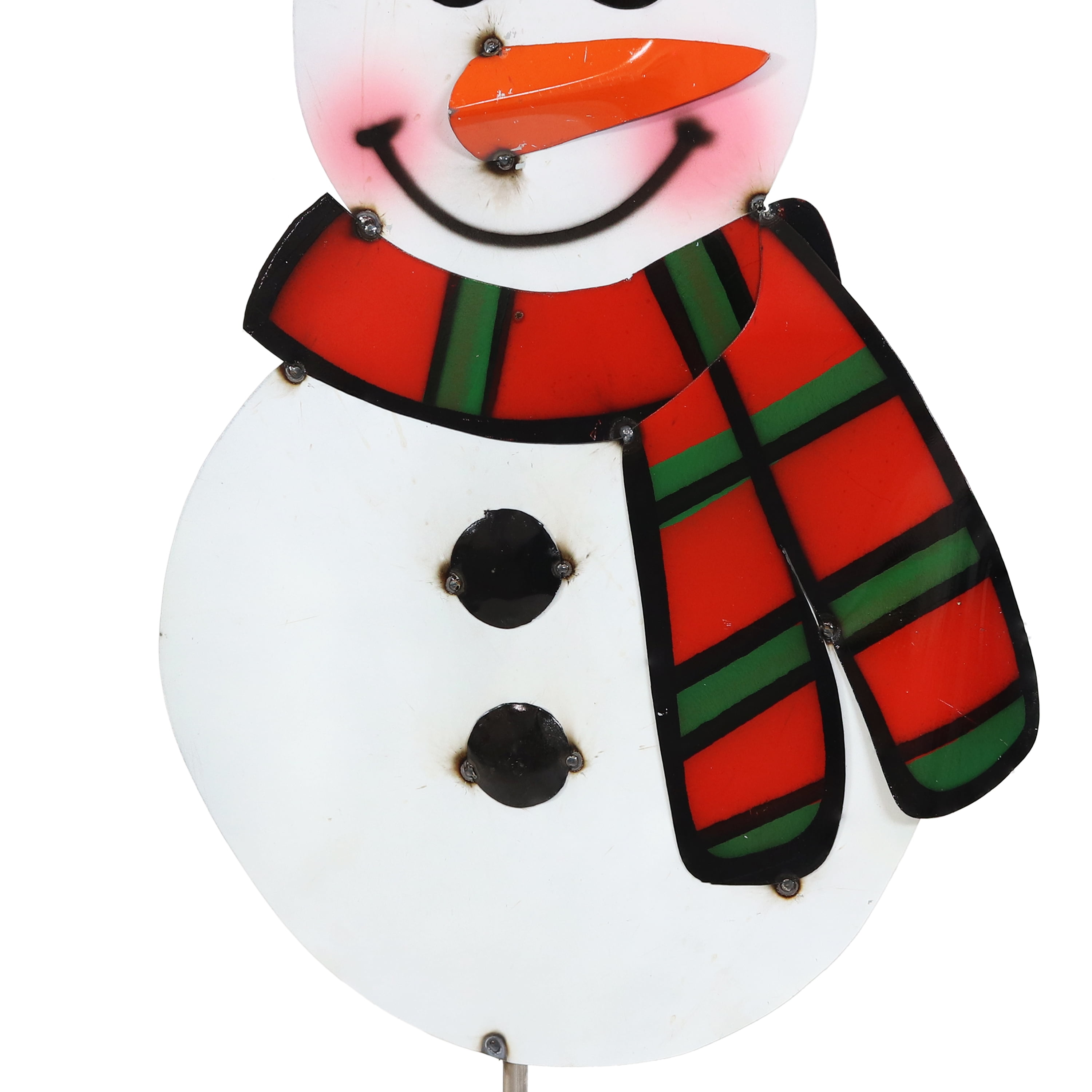 Sunnydaze Holiday Rustic Snowman with Striped Scarf and Top Hat 
