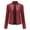 Claret, variant on Lovskoo Women's Leather Jacket Long Sleeve Stand Collar Slim Fitting Motorcycle Jacket Pink
