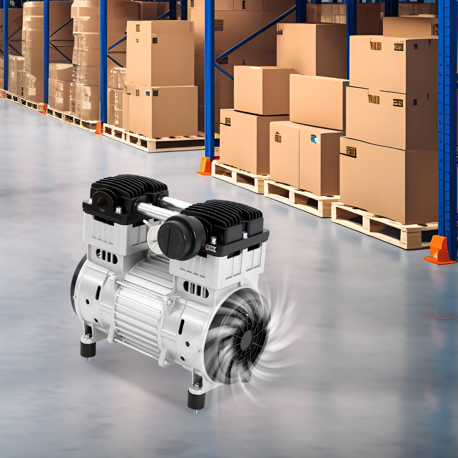 7CFM Oilless Diaphragm Vacuum Pump, 1100W Electric Compressor Head Small Air Mute Motor Count, 200L/min Oil Free Mute Vacuum Pump for Blister Molding Hydraulic Presses Food Processing Packaging