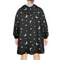 thumbnail image 2 of Wearable Oversized Blanket,Black White Moon Star Pattern Wearable Blanket Hoodie for Adults,Cozy Hooded Blankets with Super Pockets,Super Warm Fuzzy Pullover for Women & Men, 2 of 6