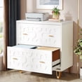 thumbnail image 1 of Tribesigns 2-Drawer File Cabinet, Modern White Lateral Filing Cabinet for Home Office, Large Storage Filing Cabinet Printer Stand for Legal/Letter/A4 Size, White & Gold, 1 of 9