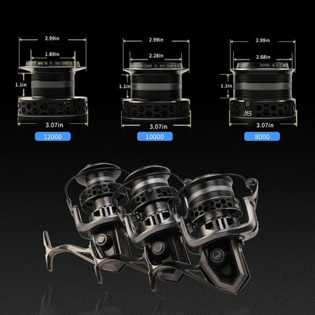 Spinning Reel 8000/10000/12000 Aluminum Frame Surf Fishing Reels Carbon Fiber 55LB Power Drag Heavy Long Casting Inshore Saltwater & Offshore Saltwater Freshwater Fish Reel