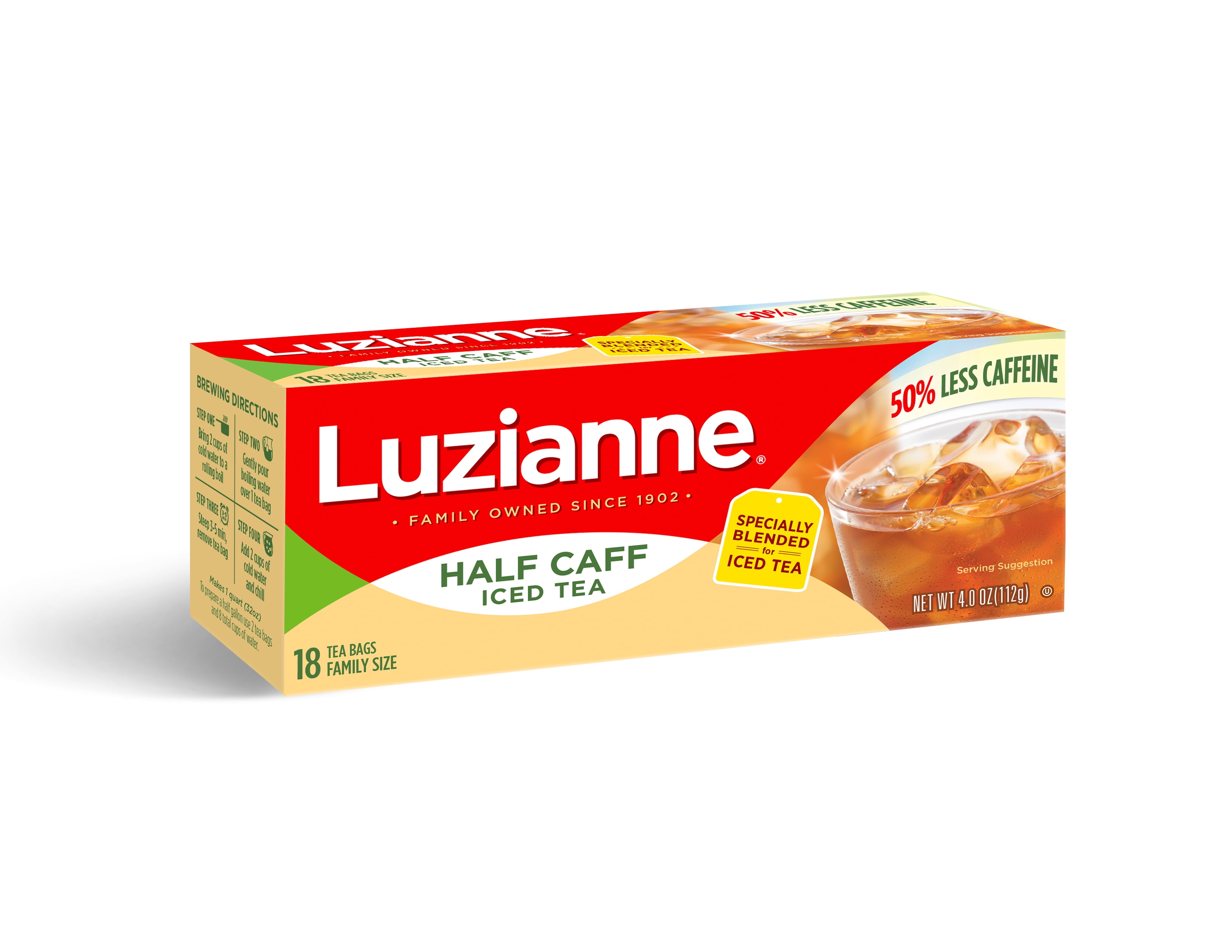 Luzianne, Half Caff Iced Tea, Tea Bags, 18 Ct