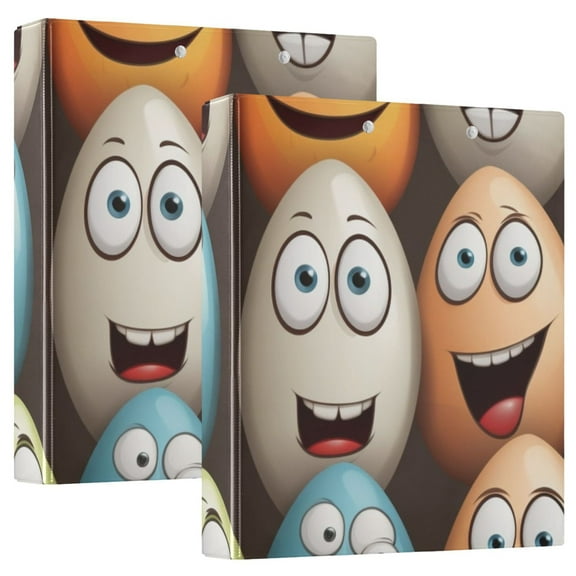 Easter Eggs Face 3 Ring Binders 1.5 inch Hardcover File Folders with Interior Pockets A4 Size Organizer for School Office Hospital Set of 2