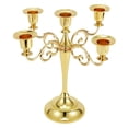 thumbnail image 1 of Candelabros metálicos de 5 brazos, portavelas de hierro, decoración del hogar, 5 colores Oro, 1 of 6