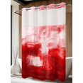 thumbnail image 4 of Red No Hook Shower Curtain Waterproof, Bathroom Curtains with Snap in Liners and See Through Top Window, Modern White Oil Painting Art Abstract Hotel Style Bathtub Curtains Shower 60"Wx72"L, 4 of 8