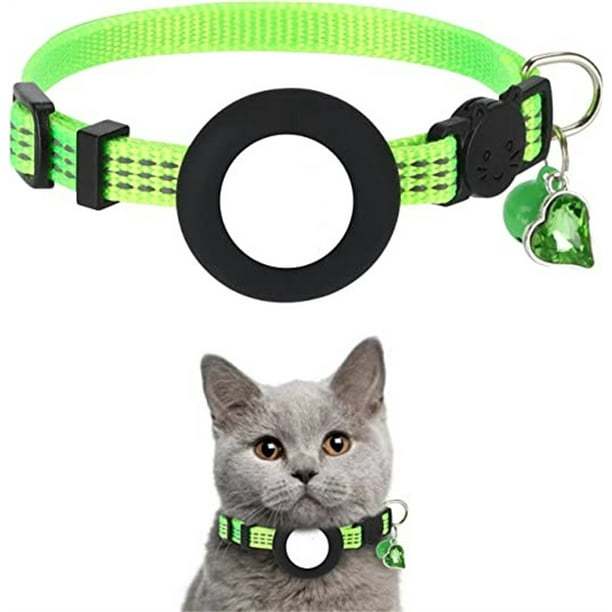 AirTag Integrated Apple Air Tag Cat Collar, Reflective GPS Cat Collar with AirTag Mount and Bell