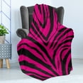thumbnail image 4 of Teen Room Soft Flannel Fleece Blanket, Vibrant Zebra Skin Motif in Hot Tone Africal Animal Safari Fashion Image, Cozy Plush for Indoor and Outdoor Use, 50" x 70", Magenta and Black, by Ambesonne, 4 of 5