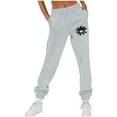thumbnail image 2 of Zedker Baggy Sweatpants Women Print High Waisted Cinch Bottom Workout Gym Pants Casual Athletic Joggers with Pockets GrayXXL, 2 of 5