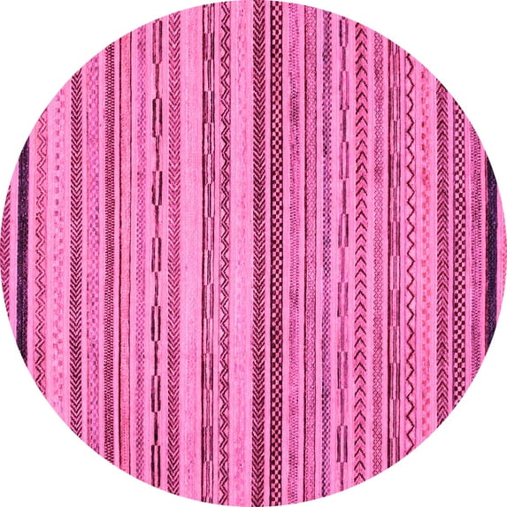 Ahgly Company Indoor Round Abstract Pink Modern Area Rugs, 4' Round