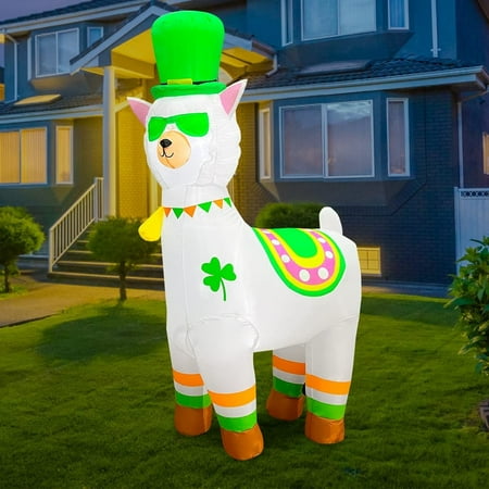 BESTPARTY 5ft Inflatable St. Patrick's Day Cute Sainte Alpaca Decoration, LED Blow Up Lighted Decor Indoor Outdoor Holiday Art Decor Decorations