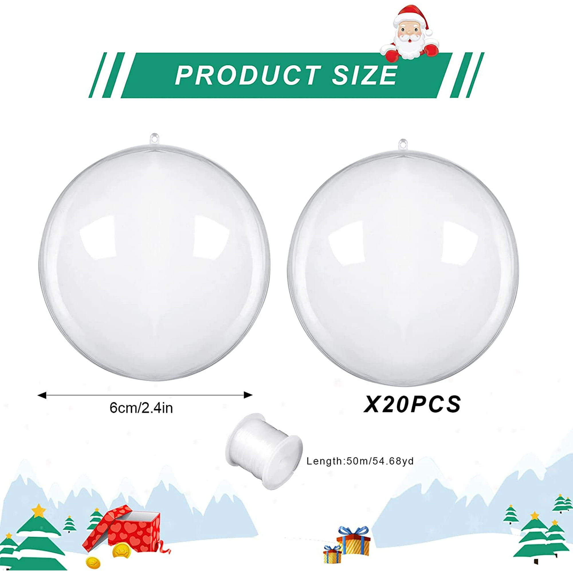 Lot De 20 Boules De Noël Transparentes De 6 Cm, Boules En Plastique à Remplir, Décorations DIY Pour Noël, Sapin, Fête De Noël | Leroy Merlin