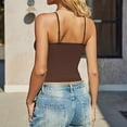 thumbnail image 4 of Womens Ruched Bust Cami Tops V Neck Sleeveless Spaghetti Strap Fitted Fitted Cropped Casual Everyday Summer Blouses Coffee XL, 4 of 6