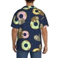 thumbnail image 3 of Rateoe Sloth with Donuts Print Mens Front Pocket Hawaiian Shirts Casual Shirts Short Sleeve Button Down Beach Tropical Shirts-Medium, 3 of 5