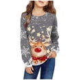 thumbnail image 1 of MIASHUI Chandail à Capuchon et Chandails en Molleton pour Filles Automne Hiver Col Rond Manches Longues Hauts Imprimés Décontractés pour Enfants, 1 of 3