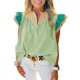 thumbnail image 1 of Blusa Tankaneo para mujer con volantes, color verde bloque, 1 of 8