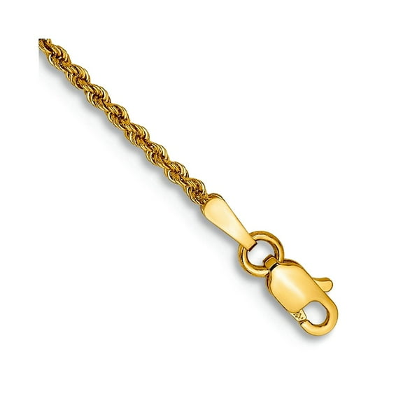 10k Solid Yellow Gold 1.50mm Regular Rope Chain Anklet 10 Inch Anklet for Women and Men - 2.2 Grams