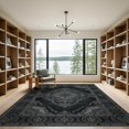 thumbnail image 2 of ODIKA 9'x12' Washable Area Rug Grey Entry Monochrome Scattered Spots Understated Framing Way for Dining Room, Basement, Large Office, Non-Slip Chair-Friendly, 2 of 7