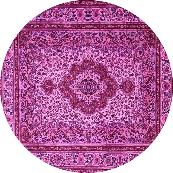Ahgly Company Indoor Round Medallion Pink Traditional Area Rugs, 7' Round