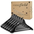 thumbnail image 4 of Casafield 6 Wide Shoulder Wooden Suit Hangers, Black - Non-Slip Pant Bar & Swivel Hook, 4 of 4