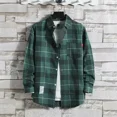 thumbnail image 4 of Camisas y blusas casuales a cuadros para hombre con bolsillos Camisas y blusas para hombre Manga larga verde Novedades en moda con mangas abotonadas 2024 XXL, 4 of 5