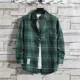 thumbnail image 4 of Camisas y blusas casuales a cuadros para hombre con bolsillos Camisas y blusas para hombre Manga larga verde Novedades en moda con mangas abotonadas 2024 XXL, 4 of 5