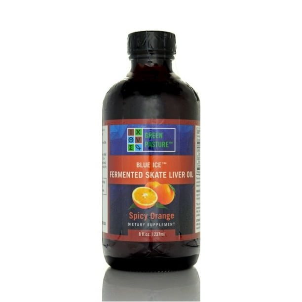 Blue Ice Fermented Skate Liver Oil, Spicy Orange 8 fl oz/240mL