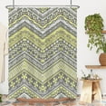 thumbnail image 2 of Yellow Bohemian Shower Curtain,Yellow Gray Boho Shower Curtain Set for Bathroom,Colorful Stripe Modern Fabric Bath Curtain with Hooks, 72x84in, 2 of 5