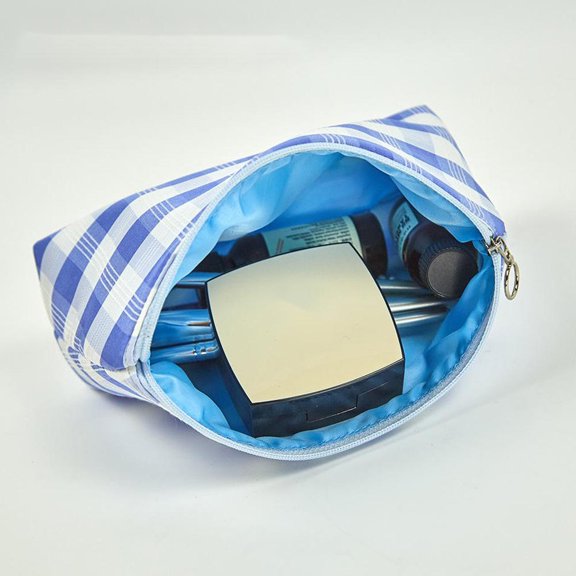 ETEREAUTY Cosmetic Makeup Bag with Plaid Pattern, Practical Organizer Pouch for Travel and Daily Use