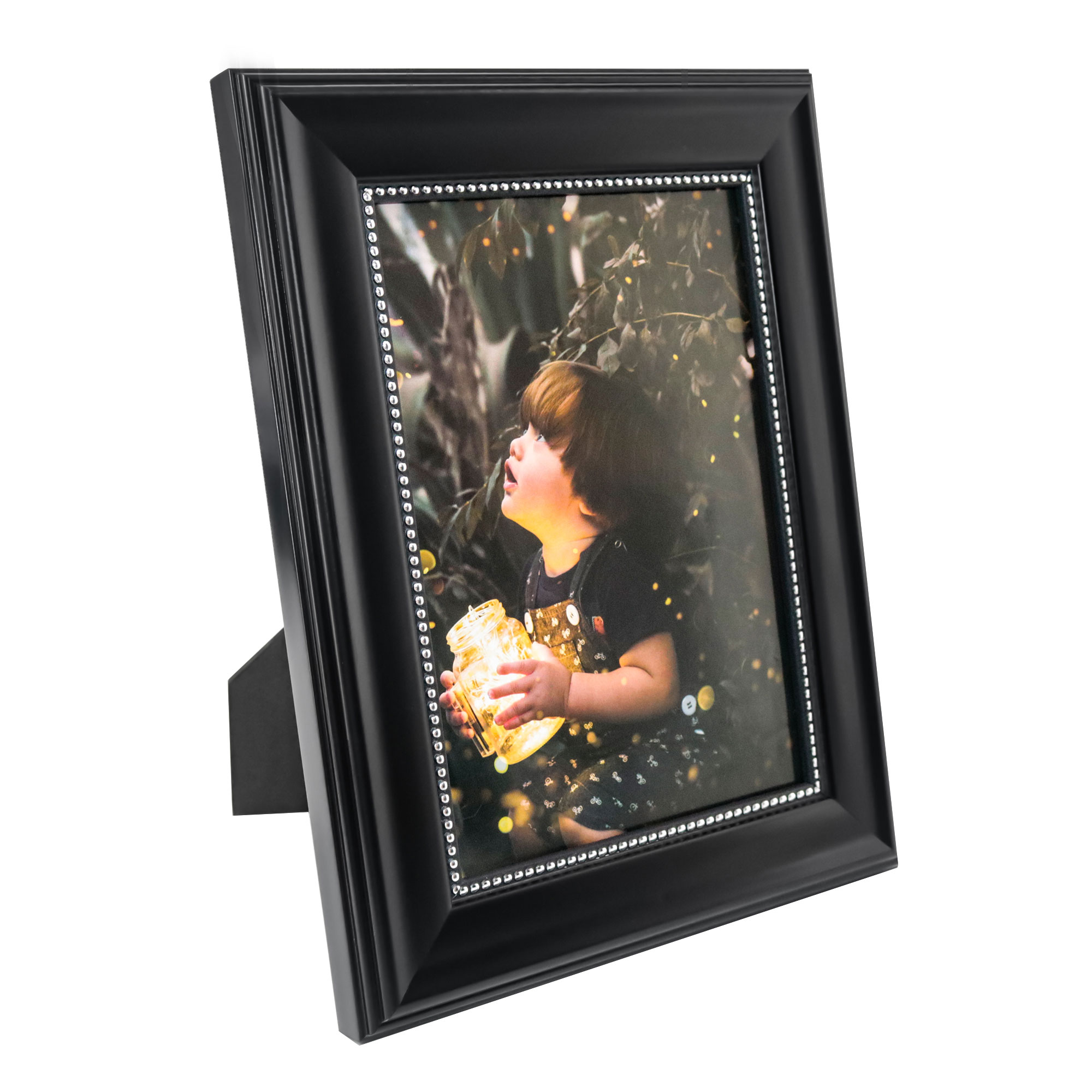 GraduationMall Black with Silver Beads 5x7 Picture Frames for Wall or Tabletop 2-Pack
