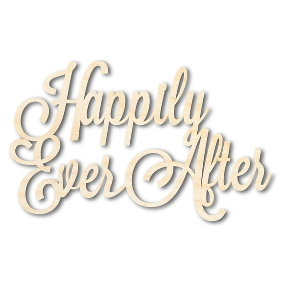 Unfinished Wood Happily Ever After Shape - DIY Wedding Craft - up to 46" 24" / 1/8"