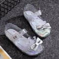 thumbnail image 3 of GobdXE Little Girls Sparkle Jelly Sandals Adjustable Strap Closed Toe Princess Bow Flat Shoes Toddler Summer Water Beach Dress Up Footwear Size:2.5-3 Years, 3 of 8