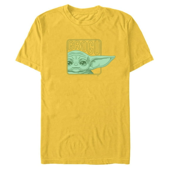 Star Wars The Mandalorian Season 3 Grogu Face with Name - Short Sleeve Blended T-Shirt for Adults - Customized-Yellow